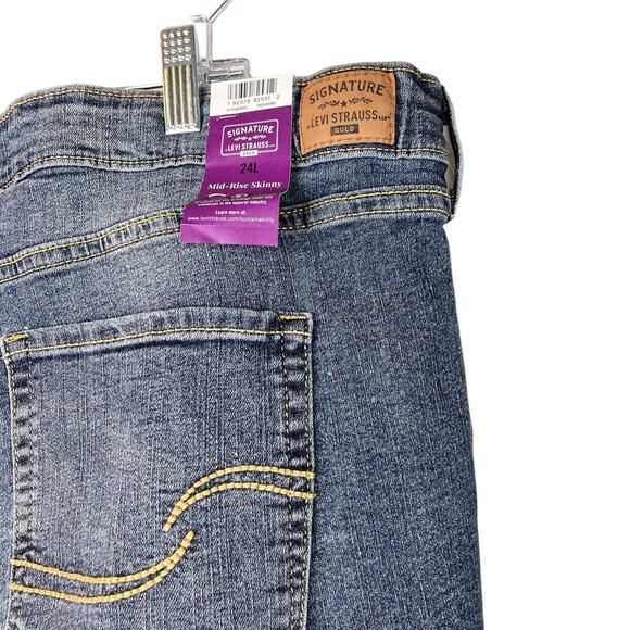 Signature Levi's Strauss Womens Blue Mid Rise Skinny Denim Skinny Jeans 24 L - Picture 5 of 7